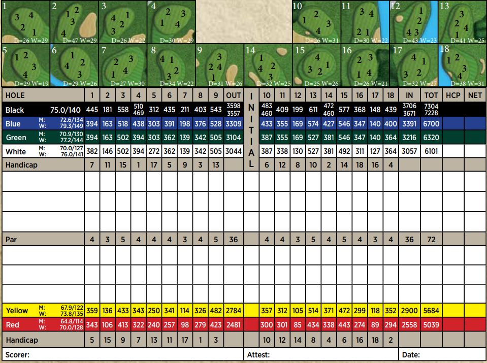 Scorecard Carlton Oaks Golf Club